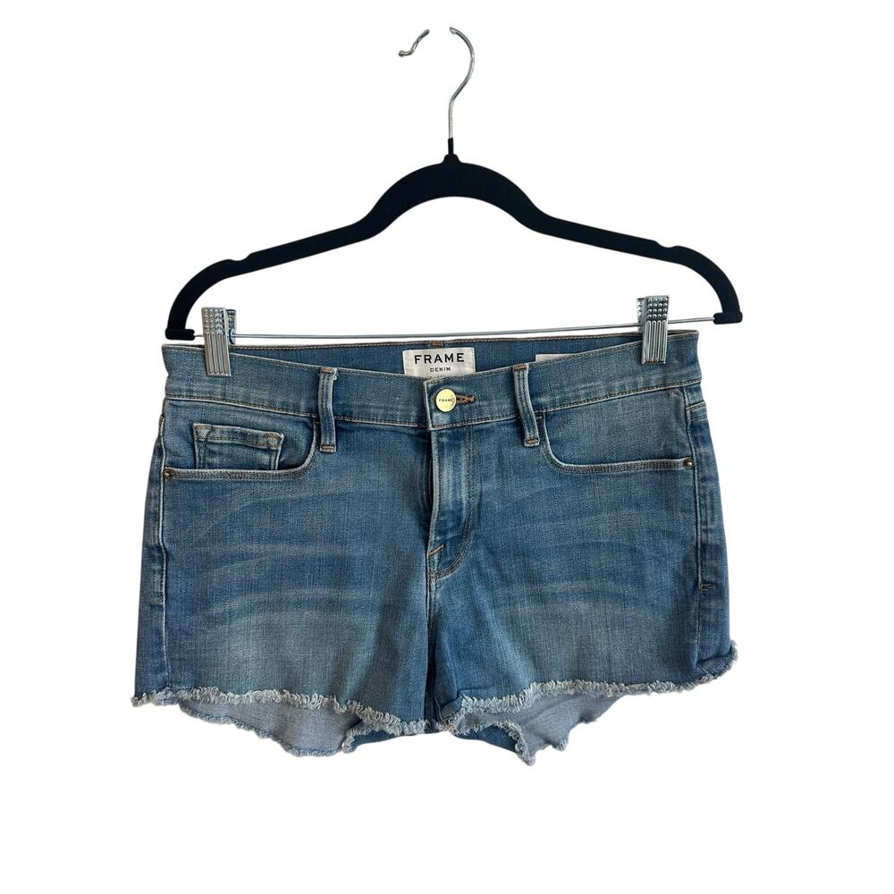 Frame Le Cutoff Shorts Denim Blue Raw Hem Sz 27 Nice Cond Women's